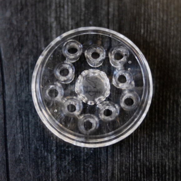 Vintage glass flower frog 11 eleven holes with large center hole - Picture 5 of 6